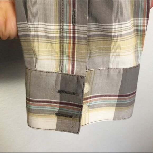 John Varvatos Modern Plaid Button-Down Shirt Cotton Long Sleeve Classic Size M - Picture 5 of 9